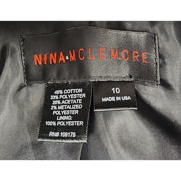 Nina MClemore JACQUARD DIAMOND CAR LONG SLEEVE BLACK COAT BLAZER JACKET SIZE 1 - Picture 7 of 7
